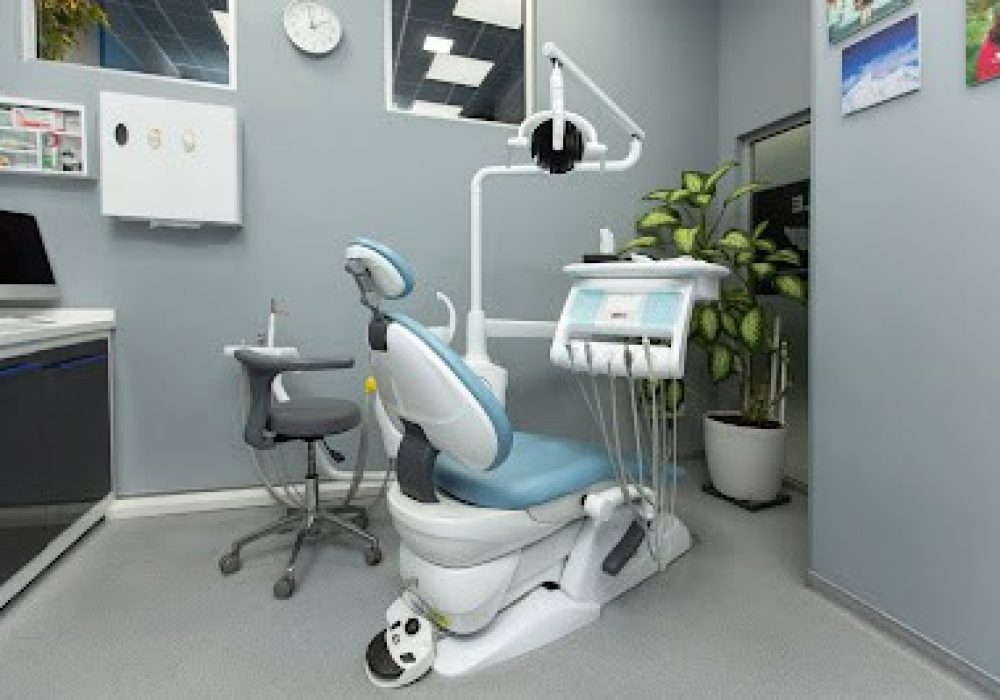 dental cabinet with various medical equipment